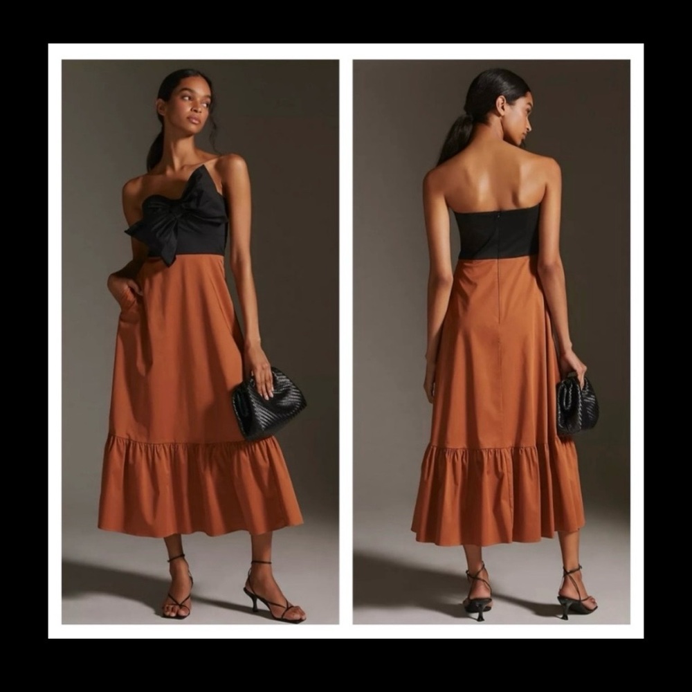 Anthropology Hutch Maxi: Black & Rust Two-Tone Dress